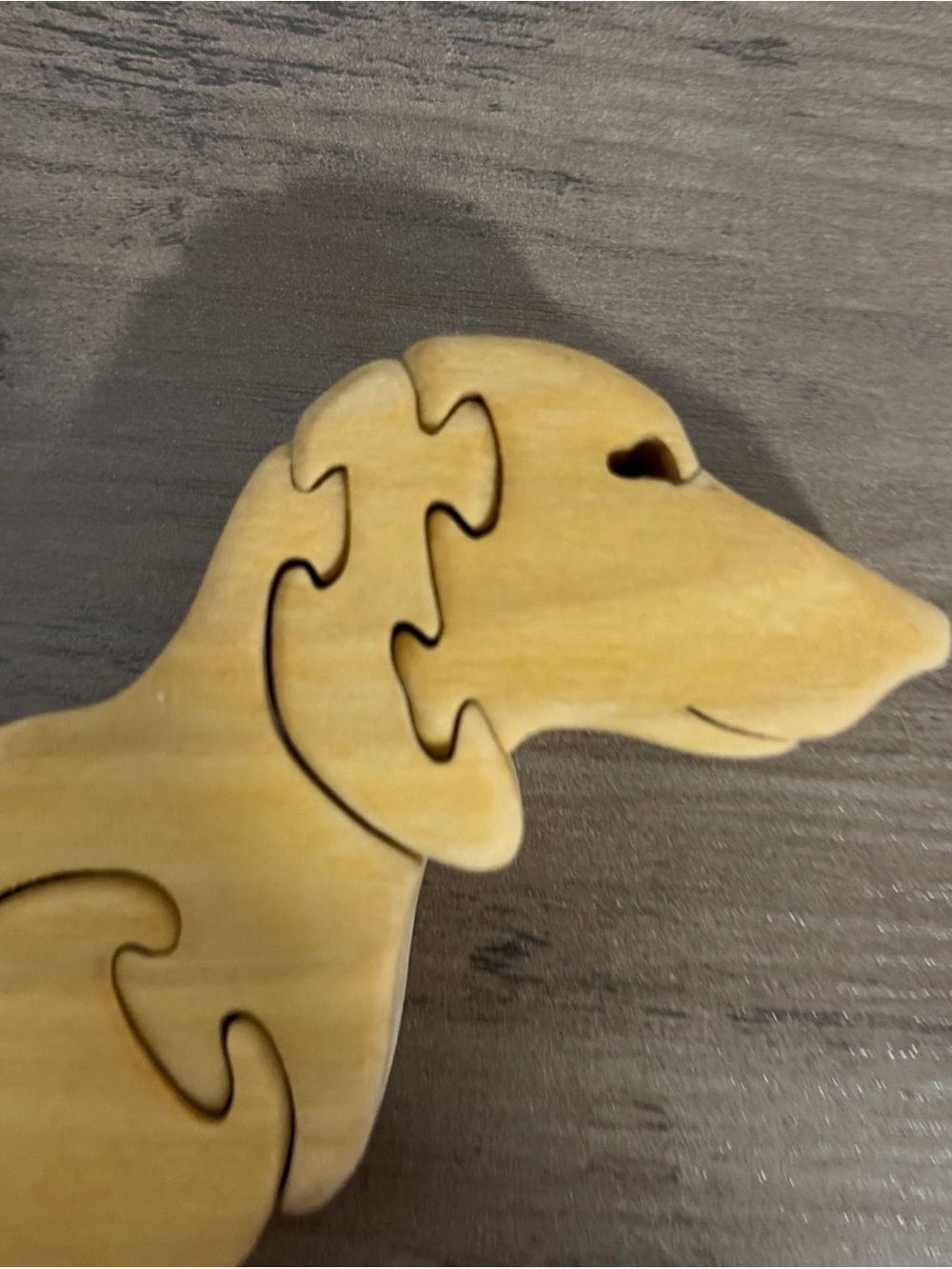 handcrafted wooden dachshund puzzle